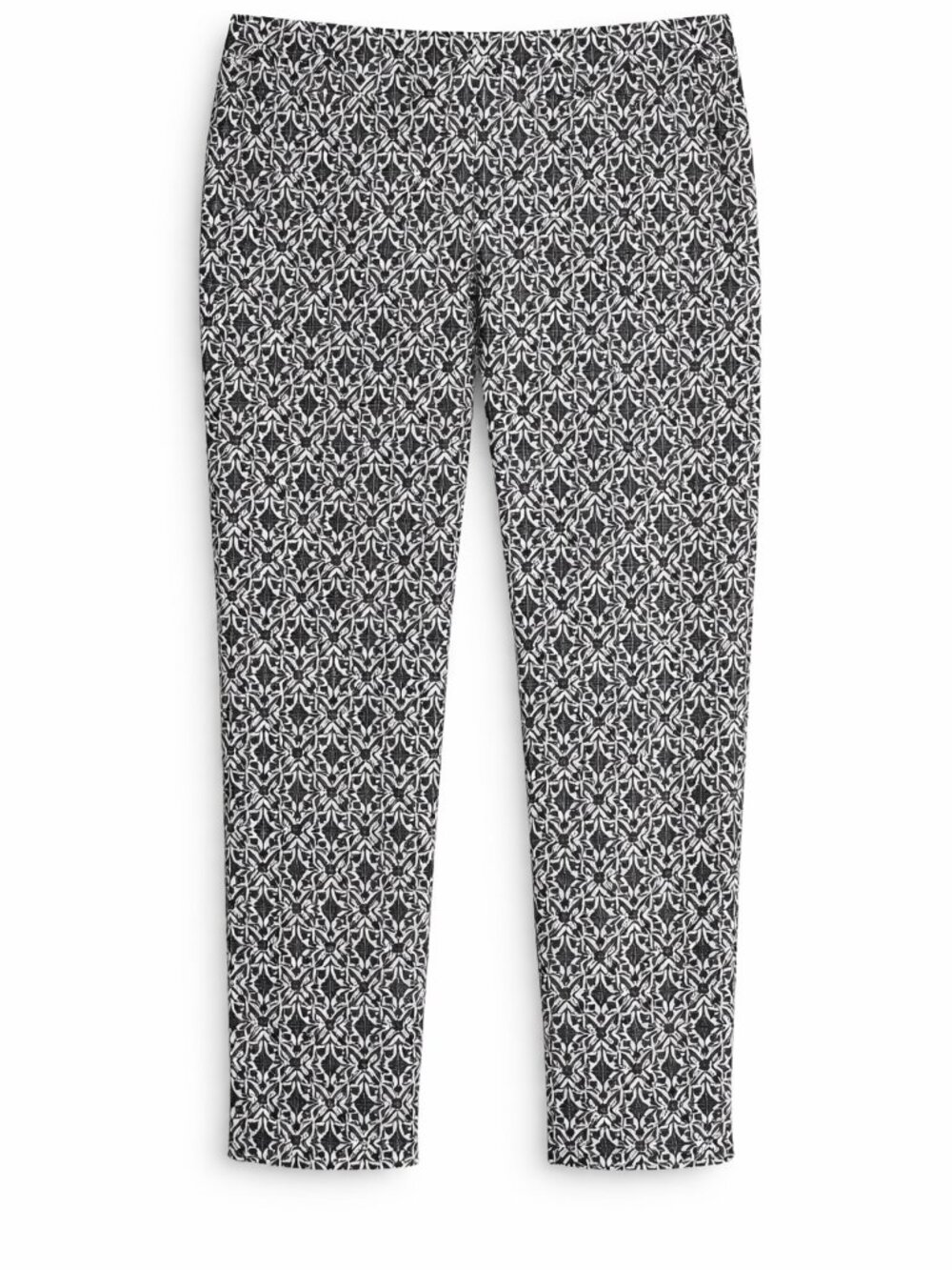 Talbots Black White Geometric Crop Pants Size 4 Slim Ankle Stretch Classic Chic